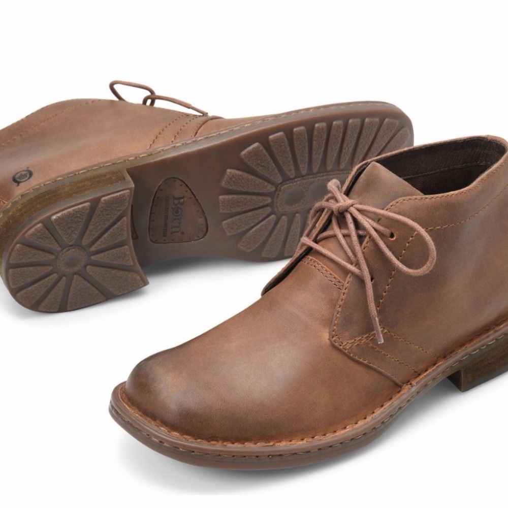 Born ~ Men's Harrison Brown Distressed Leather Chukka Boots - Lace-Up Ankle - Picture 2 of 14